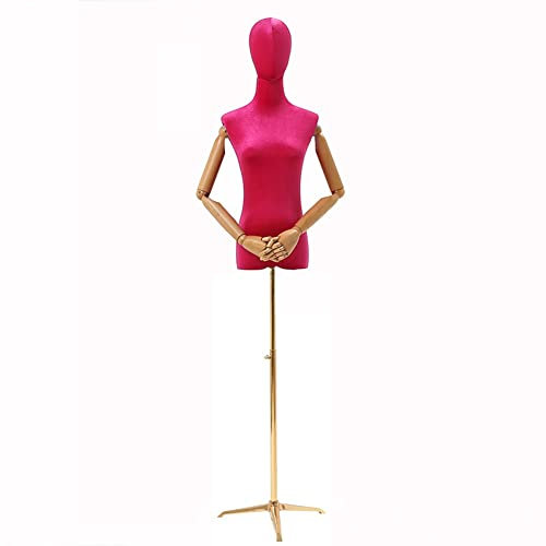 Schneiderpuppe Erwachsene Frau Verstellbare Schneiderbüste Schaufensterpuppe Mit Kopf Goldener Dreieckiger Sockel Stabil Schaufensterständer Bekleidungsgeschäft ( Color : J , Size : S )
