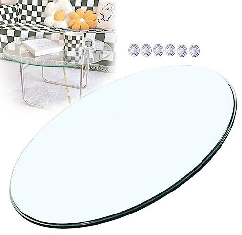 WORDFUN Cristales para Mesas Superficie Redonda De Mesa, 70/80/90cm, Tablero De Vidrio Redondas para Mesa De Centro, Mesa Comedor Redonda, Resistente Al Calor, Seguro Y Estable