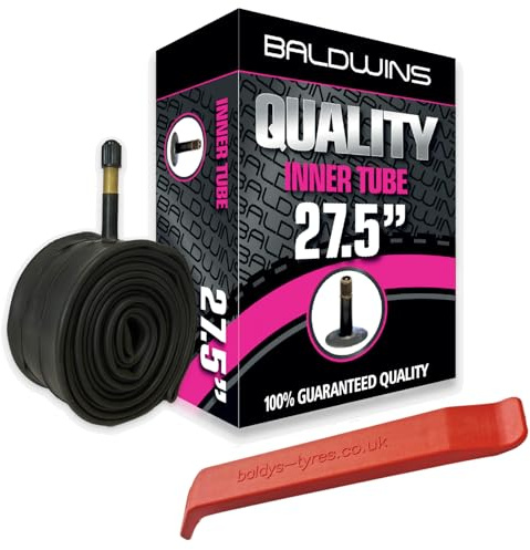 Baldwins Bike Inner Tube 27.5 x 2.20 to 2.40 Schrader Valve & BALDY'S TYRE LEVER