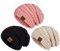 Hatromm Slouchy Mütze Damen Winter 3 Stück, Beanie Mütze Damen Herren Übergroß Warmer Strick, Damen Mütze Winter Dick für Kaltes Wetter(Schwarz+Haferflocken+Rosa)