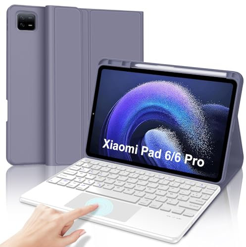 JADEMALL Coque Clavier avec Trackpad pour Xiaomi Pad 6/6 Pro 11 Pouces 2023, AZERTY Français Clavier Détachable Combo Touch pour Xiaomi Pad 6, Violet
