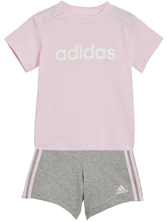 adidas INFANTS ESSENTIALS LINEAGE ORGANIC COTTON TEE AND SHORT SET (Gender Neutral), Unisex-Kinder Trainingsanzug, clear pink/white,