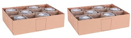 Tradineur - Pack de 2 Cajas de 12 Vasos Modelo Bodega - Capacidad: 360 ml - Fabricado en Vidrio Resistente - Apto para lavavajillas - Tamaño Aprox: Ø 8,8 x 9 cm - 24 Uds Totales