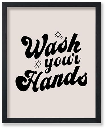 Poster Master Poster Wash Your Hands – Typografie-Druck – trendige Kunst – moderne Kunst – Badezimmer-Wanddekoration – Gäste-Badezimmer-Wanddekoration – WC-Dekoration – 20,3 x 25,4 cm, ungerahmt