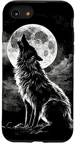 Heulender Wolf vor dem Mond Hülle für iPhone SE (2020) / 7 / 8