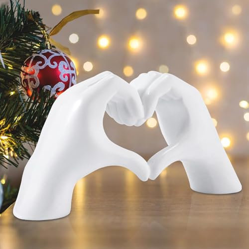 KILPDNZA Wohnzimmer Deko Modern Skulptur Deko Herz Hände Skulptur für Wohnzimmer, Schlafzimmer, Hochzeit, Büro, Regale, Couchtisch (Weiß)