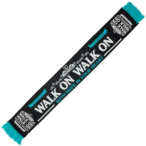 Partisan Liverpool Walk On Schal HD, Schwarz, Weiß und Aquamarin, 127 x 19 cm