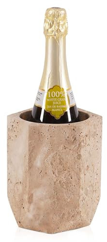 SPESHSTONES Travertine Wine Chiller 6.5 Inch Stone Wine Cooler for Tabletop, Marble Wine Chillers for Champagne & White Wine, Elegant Bottle Holder for Parties, Housewarming Gift for Wine Lovers