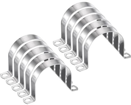 sourcing map 10pcs 3 Inch 76mm Conduit Clamps, M76 U Tube Pipe Clamp, Stainless Steel Rigid Pipe Strap, U Shaped Bracket with Two Hole for Pipe Tube Hose Wire Cord,Thick