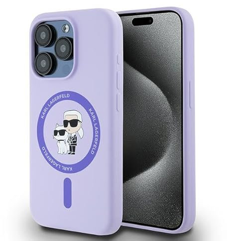 CG Mobile Karl Lagerfeld KLHMP15LSCMKCRHU Hülle für iPhone 15 Pro 6.1 lila hardcase Silicone Karl&Choupette Heads Ring