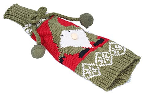 Funda Tejida para Botella de Vino, Funda para Bolsa, Decoración del Hogar para Navidad, Boda, Fiesta de Cumpleaños (rojo verde)