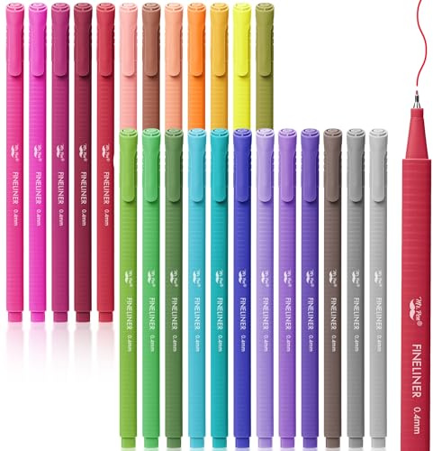 Mr. Pen- Colored Fineliner Pens, 24 Pack, 0.4mm, Ergonomic Triangular Barrels, Smooth Writing Pens for Journaling, Note-Taking, Coloring, Sketching, Planning & Art Projects