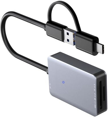 SD4.0 MicroSD4.0 Card Reader with USB3.0 & Type C Memory Card Reader for Laptop PC Tablets