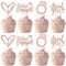 Xsstarmi 24 Pack We're Engaged Cupcake Toppers Glitter Diamond Ring Love Sweet Heart Cupcake Picks She Said Yes Cake Decorations for Wedding Engagement Bridal Shower Party Supplies Rose Gold