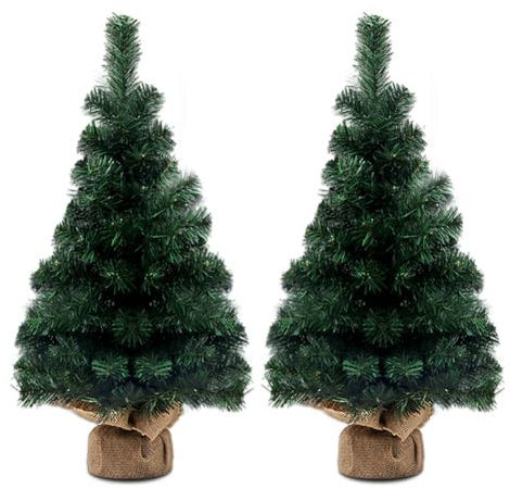 Aublinto Árbol de Navidad artificial artificial con soporte de madera, árbol de Navidad artificial con tronco verde, con punta estable