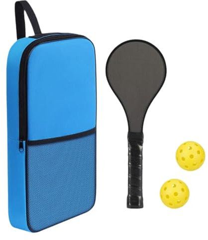 F Fityle Pickleball Sweet Paddle Racquet con 2 Piezas de 40 Bolas de Hoyos con Agarre no liquidado para niños Raqueta de Pickleball Racket Fibra de, Bolso Azul de Agarre Negro