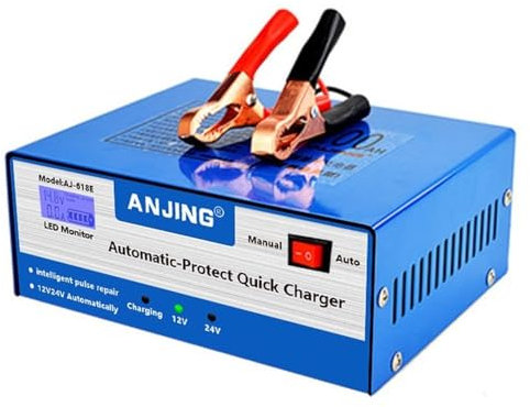 WANGZEYU LadegeräT Autobatterie 130W Smart Batterieladegerät 12V / 24V Autobatterieladegerät 6AH-200AH Smart Pulse Reparatur for Auto LKW Boot Motorrad Autobatterie LadegeräTe