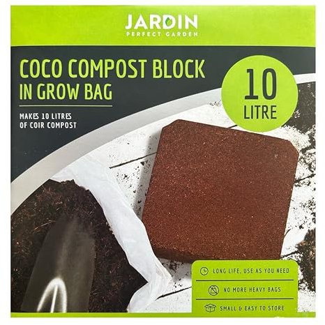 eBoutik - Garden Natural Coco Coir Compost Block -10 Litre Long Life, Light Peat-Free Growing Bag Brick - Indoor & Outdoor Plants, Use For Bedding or Potting