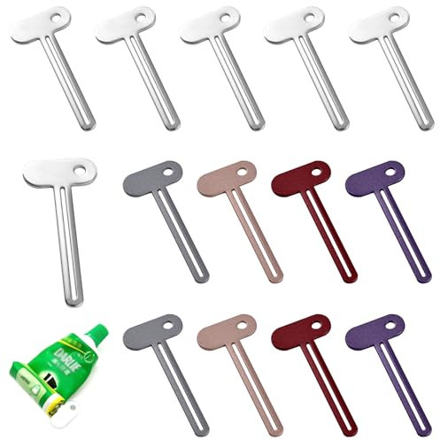 14 Stück Tubenquetscher Edelstahl, Tubenpresser für Alle Tube, 7,9x3,4cm Toothpaste Squeezer, tubenaufroller Zahnpasta Quetscher für Tuben von Zahnpasta, Haarspray, Handcreme, Farben und Mehr