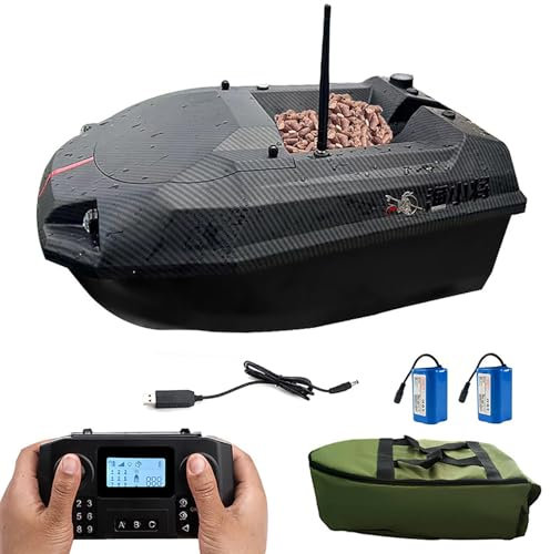 dosiwlatever Bateau amorceur Peche Carpe GPS 12V, avec 2 Batteries Amovibles de 15600 mAh, Retour Automatique, Double télécommande 600M,Livraison d'appât,Livraison d'hameçon, tirage du Filet