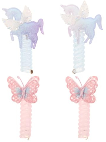 SHERCHPRY 4pcs Telephone Wire Hair Bands Phone Wire Hair Ties Unicorn Telephone Cord Hair Bands Butterfly Hair Tie for Girls