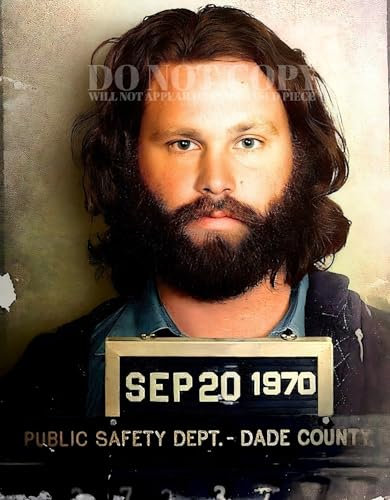 Jim Morrison Mugshot Photograph 11 X 14 | Magnificent 1970 Mug Shot Portrait | American Music Icon | The Doors | Vintage Memorabilia | Busted In Dade County | Legendary Florida Arrest Picture | 11X14