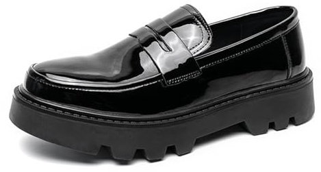 LMUIPMAA Scarpe da Guida Casual da Uomo Mocassini Penny in Pelle Verniciata Scarpe da Smoking Formale per Feste d'Affari,Nero,40 EU
