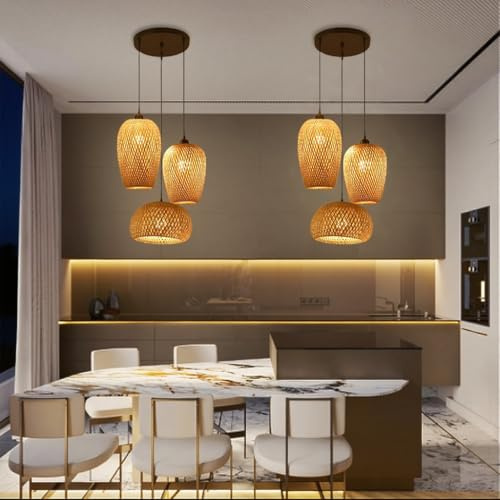 PANNN Kronleuchter Vintage Boho Lampe E27 Kronleuchter Schwarz 3 Licht Pendelleuchte Esstisch Rattan Hängelampe Deckenleuchte Chandelier Living Room Für Schlafzimmer Küche Beleuchtung(A)