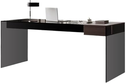 ZENGXJYCQINGJIANG Gaming Desk Modern Minimalist Laptop Desk with Drawer, Stable Writing with Glass Top for Home Office(L)