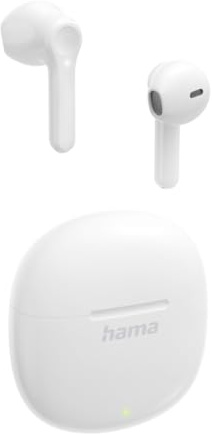 Hama Bluetooth Kopfhörer (Earbuds, Headset Bluetooth, True Wireless Kopfhörer kabellos, Bequeme Ohrhörer mit Mikrofon, mit Ladebox für 3X mehr Laufzeit, Touch Control, Sprachsteuerung) weiß