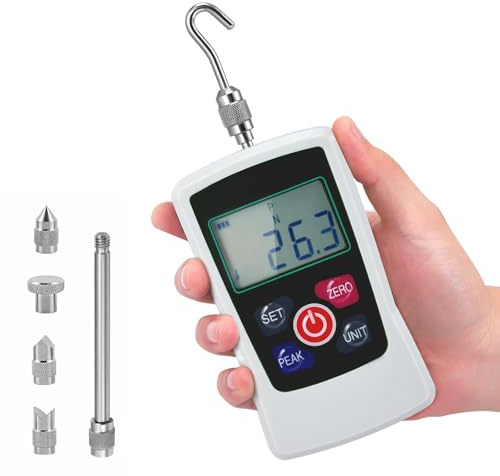 Digital Force Gauge, 50N Digital Pull Tester Dynamometer, 4 Types Unit (N, kg, lb, oz) Real-Time/Peak/First Peak Modes, High-Precision Pressure Push-Pull Meter for Quality Control
