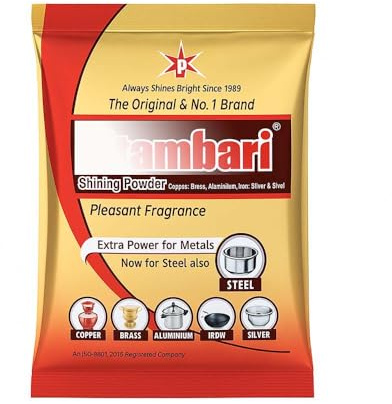 Pitamhari Metal Cleaner & Polish – Multi-Metal Cleaning Powder for Brass, Copper, Silver, Bronze & Stainless Steel – Removes Tarnish, Restores Shine – 200g Pack