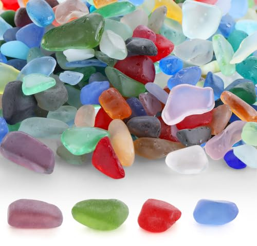 AZKEEGREY Colourful Frosted Sea Glass Pebbles Stones, 2 lb | Glass Pebbles Gemstones Mixed Small Glass Pebble for Aquarium Rocks, Fish Tank Gravel, Home,DIY Crafts