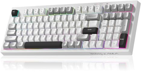 LEOBOG Aula Kabellose Tastatur, 98 Tasten, Membran-Computertastaturen | Silent Keyboard, 2000mAh Creamy Keyboard with Number Pad, Tri-Mode BT/2.4GHz/USB-C Connection for PC MAC Office Dorm Rooms