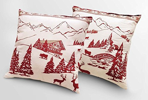 Confezioni Giuliana Coppia Cuscini ARREDO Tirolese MARMOLADA Bianco Rosso cm 40x40 Cuscino tirolo 2