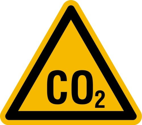 LEMAX® Warnschild, Warnung vor CO2 - praxisbewährt Kunststoff gelb/Schriftfarbe: schwarz, 200mm