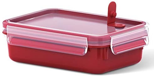 Emsa Microwave Can Clip & Micro 517772 | Valve à micro-ondes | 0,8 L | Boîte à lunch | Mesure intégrée | Fabriqué en Allemagne | Rouge/transparent