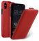 Edle Tasche für Apple iPhone XS und iPhone X / Case Außenseite aus beschichtetem Leder / Schutz-Hülle aufklappbar / Flip-Case / Etui / ultra-slim / Cover Innenseite aus Textil / Rot