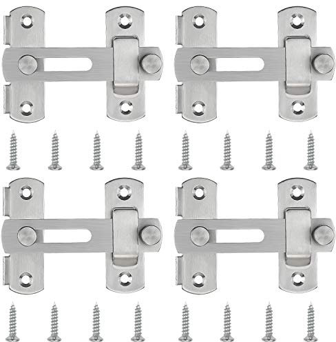 Favordrory Stainless Steel Flip Latch Gate Latches Bar Latch Safety Door Lock for Pet Gate,Cabinet Furniture, Window,Brushed Finish (4 Pack)
