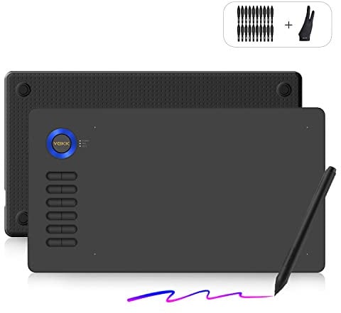 Digital Graphics Drawing Tablet, 12 Buttons, Android Mac OS and Windows Support, Drawing Pad VEIKK A15 with 8192 Levels Pen Electronic Writing Tablet for Laptop PC - Blue