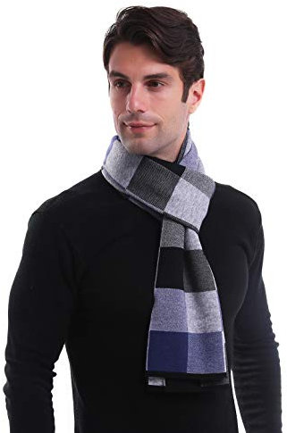 KEECOW Winterschal Herren,30% Merinowolle Herrenschal Winter,Weiche Warm Kaschmir Schal in 4 Farbe(Mit Geschenkbox) (Blau)