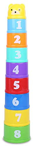TYPHEERX Bicchieri impilabili, 9 pezzi con lettere e numeri, giocattoli educativi per bambini (colore casuale)