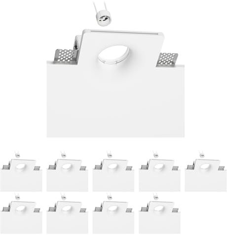ledscom.de 10 Stück Deckeneinbauleuchte GIEDI, Gips, weiß matt, 12 x 12cm, 1x GU10 max. 15W