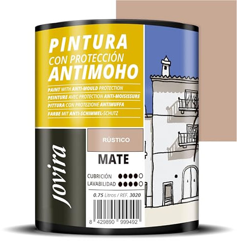JOVIRA PINTURAS Pintura Antimoho, Evita el moho, resistente a la aparición de moho en paredes, aspecto mate. (750 Mililitros, Rústico)