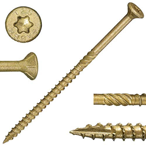 Saberdrive Tan XL1500 Lot de 240 vis d'extérieur avec revêtement de protection, vis de terrasse multi-usages, 2,3 kg, environ 240 pièces – #10 x 4 vis avec revêtement de protection, vis de terrasse