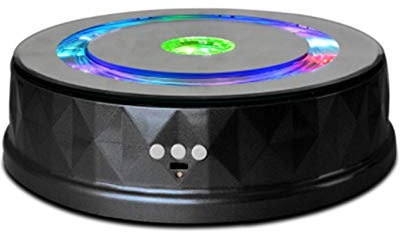 GEREP plateau Tournant à 360° Avec lumière LED, Convient pour une Image à 360 Degrés, des Bijoux, du Verre, de l'acrylique ou de l'affichage de Produits/Noir / L230×H60mm