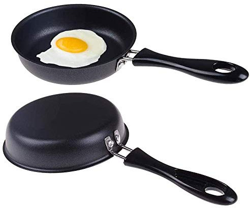 2 Pièces Poêle à Frire, Mini Poêle Antiadhésive,Poêle à Omelette,Wok Antiadhésif,Pour Faire Frire Des Œufs, Du Bacon, Des Tranches De Jambon, Des Steaks, Des Rouleaux D'Œufs,12 cm (Noir)