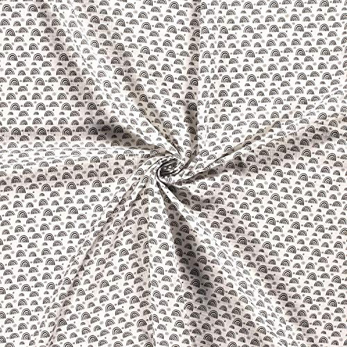 Musselin-Bedruckt-Regenbögen-100% Baumwolle-130 cm Breite-50 cm Schritte-Meterware-Oeko-Tex® Standard 100-12 Farben (Grauweiss)