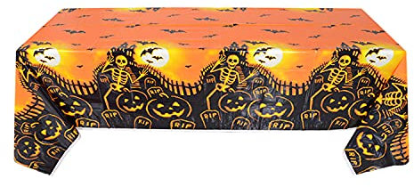semen Halloween Tischdecke Deko wasserdicht Plastik Tischabdeckung Einweg Rechteckige Tischdecke Kürbis Halloween Party Dekoration