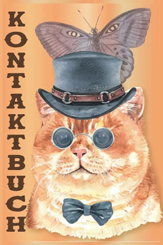 Heft Mit Abc Register: Adress Telefonbuch Kundenkartei Adressbuch mit Geburtstagskalender - Katze Telefonverzeichnis mit Große Schrift